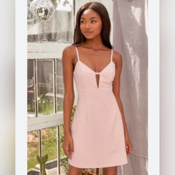 NWT Lulus Sultry Moments Blush Pink Sleeveless Cut Out Mini Dress Size Medium - Picture 2 of 12